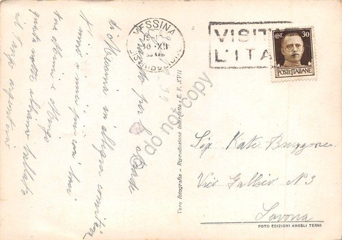 Cartolina Messina Chiesa dei Catalani animata 1939 Timbro visita Italia | Immagine Gallery 2