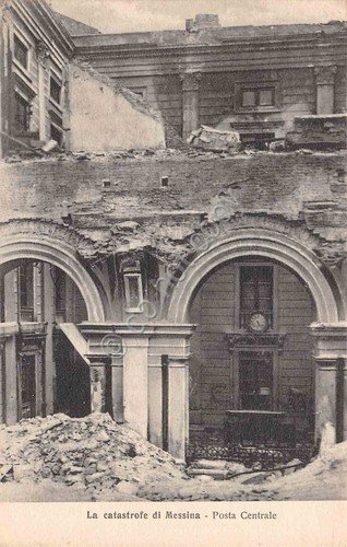 Cartolina Messina La catastrofe Posta Centrale Micali Santi 3222 | Immagine principale