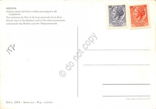 Cartolina Messina Panorama aereo del porto