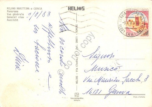 Cartolina MiIlano Marittima e Cervia panorama 1983 (Ravenna)