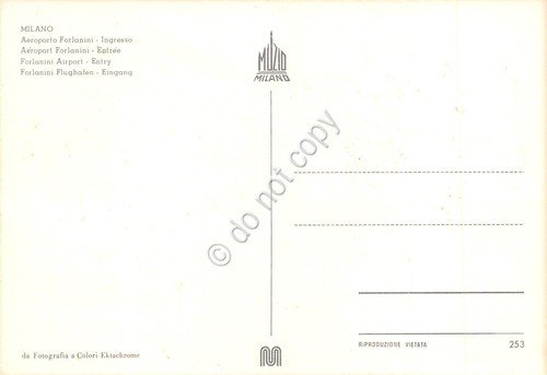 Cartolina Milano Aeroporto Linate Forlanini ingresso aereo in volo auto | Immagine Gallery 2