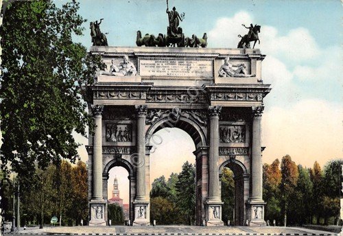 Cartolina Milano Arco della Pace Timbro Conferenza Stresa anni '50 | Immagine principale