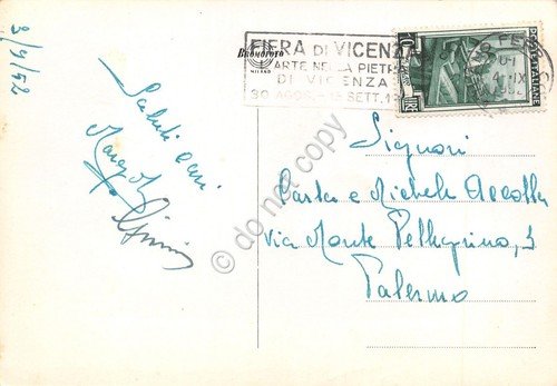 Cartolina Milano Arco della Pace Timbro Fiera di Vicenza 1952