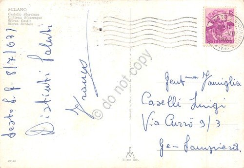 Cartolina Milano Castello Sforzesco con fontana bus auto 1963 | Immagine Gallery 2