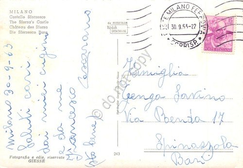 Cartolina Milano castello Sforzesco tulipani animata colorata 1963 | Immagine Gallery 2