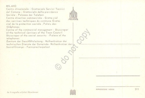Cartolina Milano Centro Direzionale Grattacielo Servizi Tecnici Comune Telefoni