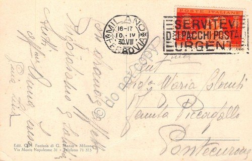 Cartolina Milano Chiesa S. Ambrogio Cortile 1930 TIMBRO PACCHI POSTALI | Immagine Gallery 2