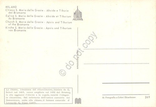 Cartolina Milano Chiesa S. M. delle Grazie Abside e Tiburio …