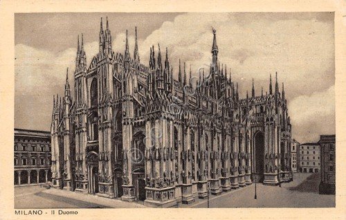 Cartolina Milano Duomo Illustrata 1900 circa