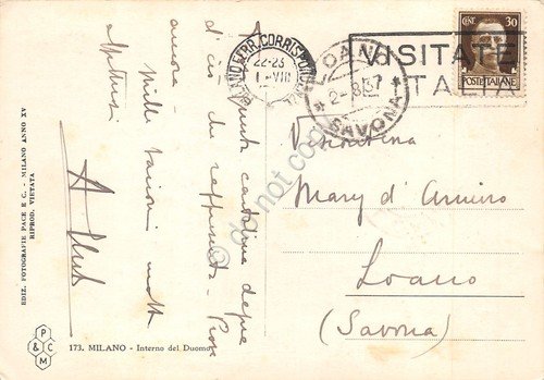 Cartolina Milano Duomo interno 1937 Ediz Pace n.173 | Immagine Gallery 2