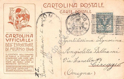 Cartolina Milano Esposizione 1906 Stazione al parco n.10 auto d'epoca | Immagine Gallery 2