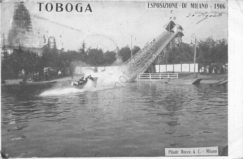 Cartolina Milano Esposizione 1906 Toboga cartolina ufficiale con timbro Esposizi