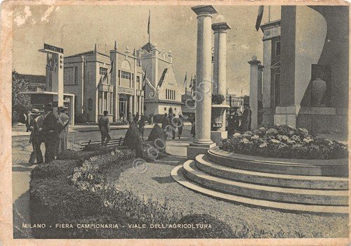 Cartolina Milano Fiera Campionaria Viale dell'Agricoltura animata 1939 | Immagine principale