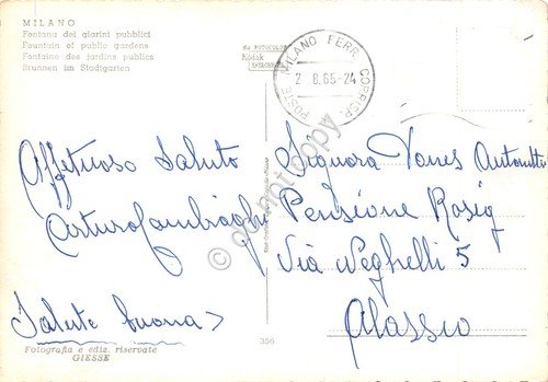Cartolina Milano fontana ai giardini pubblici animata 1965 | Immagine Gallery 2