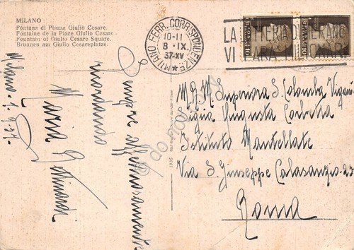 Cartolina Milano Fontana di Piazza Giulio Cesare 1937 | Immagine Gallery 2