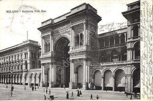 Cartolina Milano Galleria Vittorio Emanuele animata 1904 | Immagine principale