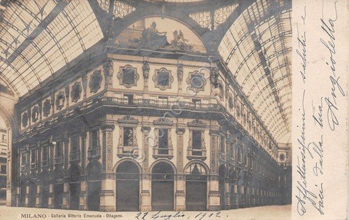 Cartolina Milano Galleria Vittorio Emanuele ottagono foto cartolina 1902