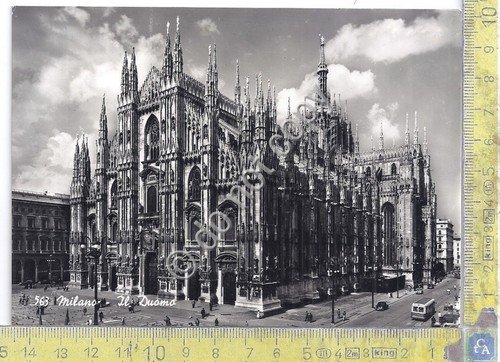 Cartolina Milano Il Duomo con auto 1955