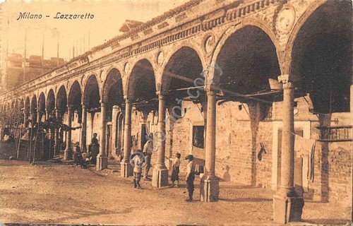 Cartolina Milano Lazzaretto animata bambini 1909