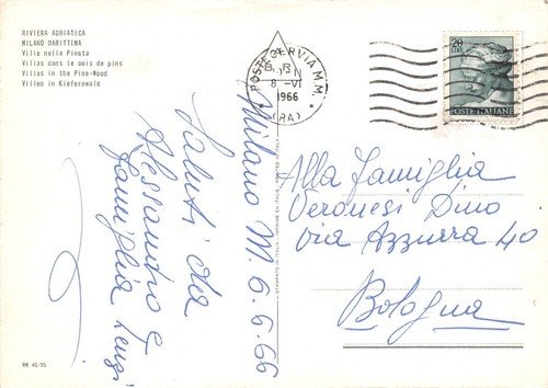 Cartolina Milano Maritima Riviera Adriatica ville nella pineta auto d'epoca … | Immagine Gallery 2