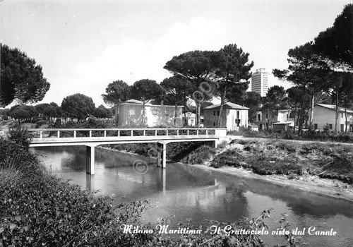 Cartolina Milano Marittima Grattacielo dal Canale 1958