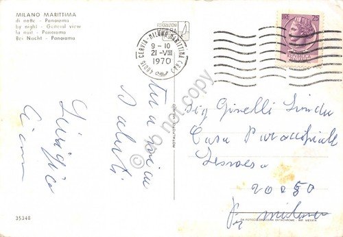 Cartolina Milano Marittima panorama notturno 1970 segnata (Ravenna) | Immagine Gallery 2