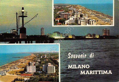 Cartolina Milano Marittima vedute varie tramonto panorama 1967 | Immagine principale