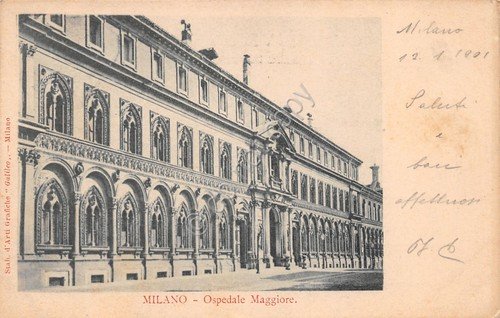 Cartolina Milano Ospedale Maggiore 1901
