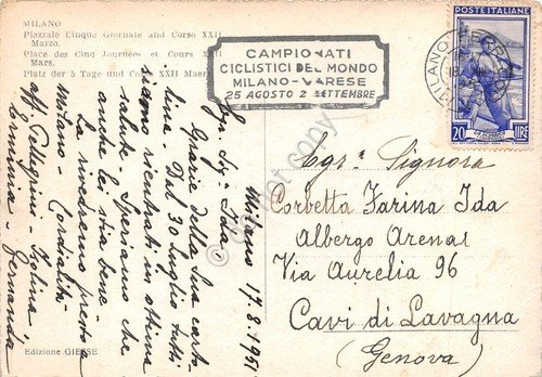 Cartolina Milano Piazza cinque giornate Corso 22 Marzo 1951 timbro …