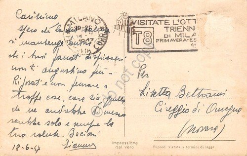 Cartolina Milano Piazza Cordusio tram animata Timbro visitate Ottava Biennale | Immagine Gallery 2