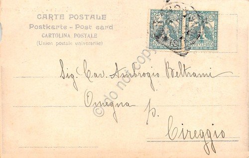 Cartolina Milano Piazza del Duomo 1906 tram animata pubblicità | Immagine Gallery 2