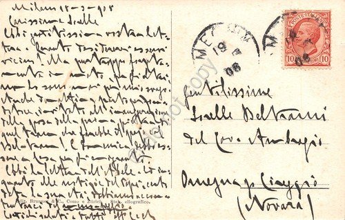 Cartolina Milano Piazza del Duomo animata tram 1908