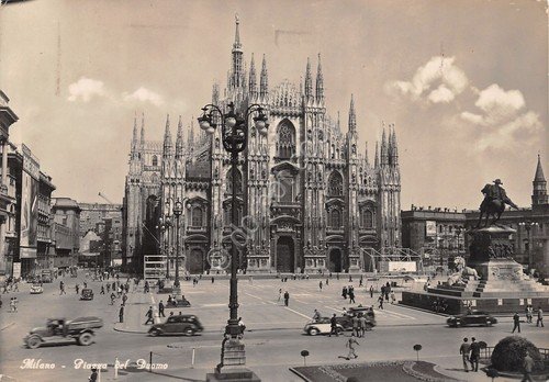 Cartolina Milano piazza Duomo 1948 timbro istituto nazionale | Immagine principale