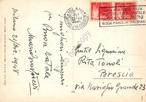 Cartolina Milano piazza Duomo 1948 timbro istituto nazionale | Immagine Gallery 2