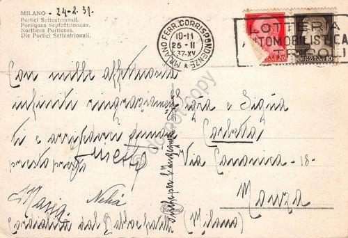 Cartolina Milano piazza Duomo Portici Settentrionali 1937 | Immagine Gallery 2