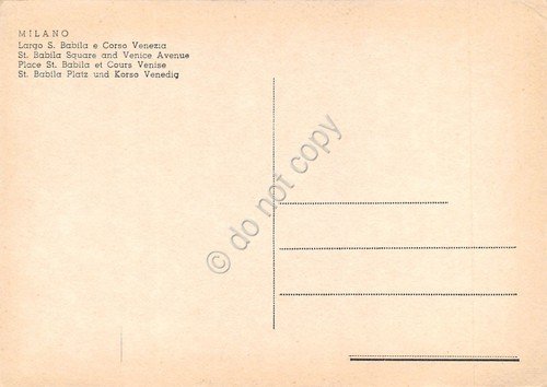 Cartolina Milano Piazza San Babila tram auto animata banca B/N