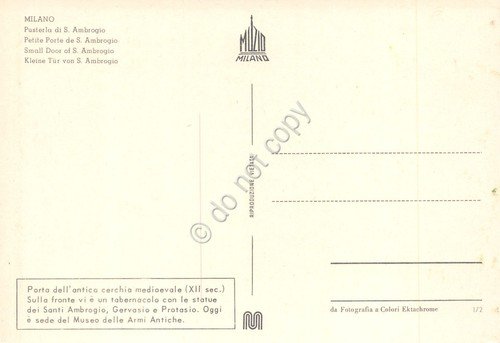 Cartolina Milano S. Ambrogio Pusterla animata anni '70