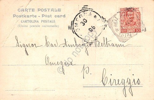 Cartolina Milano Stazione Centrale animata carrozza 1906