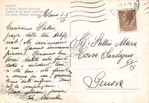 Cartolina Milano Teatro alla Scala interno illustrata 1953 | Immagine Gallery 2