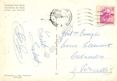 Cartolina Milano vedute varie stazione Cenacolo Scala Duomo Castello 1964 | Immagine Gallery 2