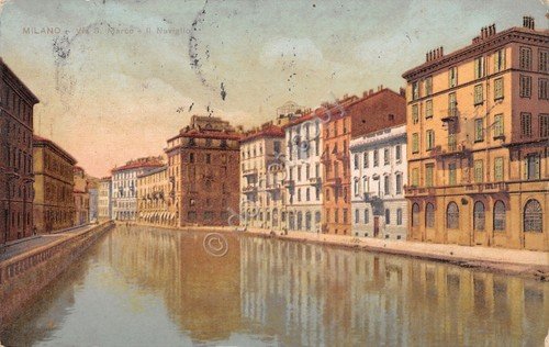 Cartolina Milano Via San Marco il Naviglio illustrata 1920 | Immagine principale