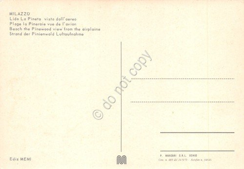 Cartolina Milazzo Lido La Pineta panorama aereo anni '70 | Immagine Gallery 2