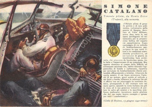 Cartolina Militare WW2 Medaglia d'oro n. 2 S. Catalano Pilota