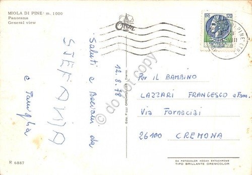 Cartolina Miola di Pinè Panorama 1978 | Immagine Gallery 2