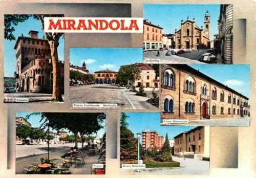 Cartolina Mirandola vedute varie 1970 | Immagine principale