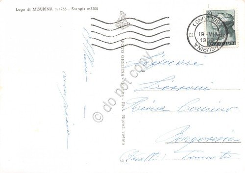 Cartolina Misurina Lago Serapis 1966 (Belluno)