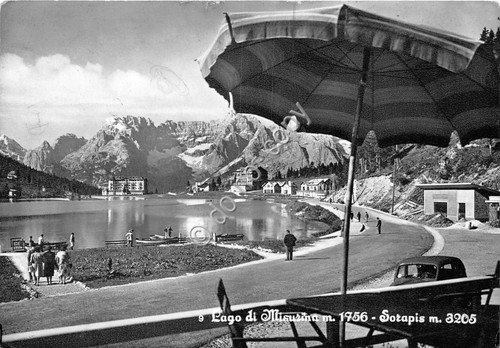 Cartolina Misurina Lungolago Sorapis 1957