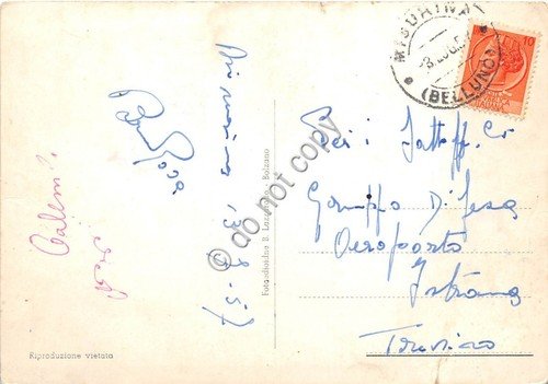 Cartolina Misurina Lungolago Sorapis 1957