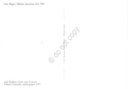 Cartolina Modena CGIL Cento anni di lavoro 1991 Officina meccanica | Immagine Gallery 2
