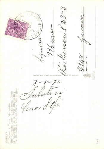 Cartolina Modena Duomo e Torre Ghirlandina 1970